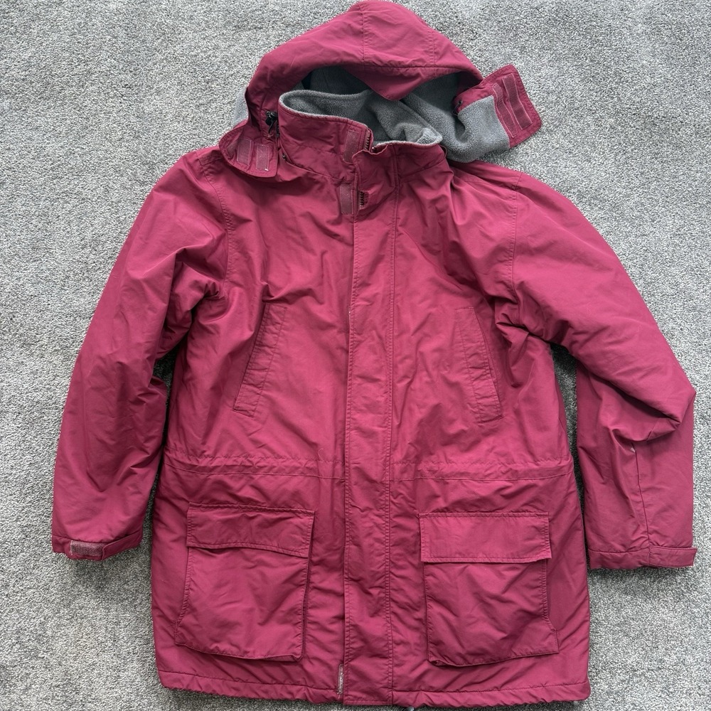 VTG Mens XLT Lands End Hooded Parka Winter Jacket Coat Hooded Full Zip Warm